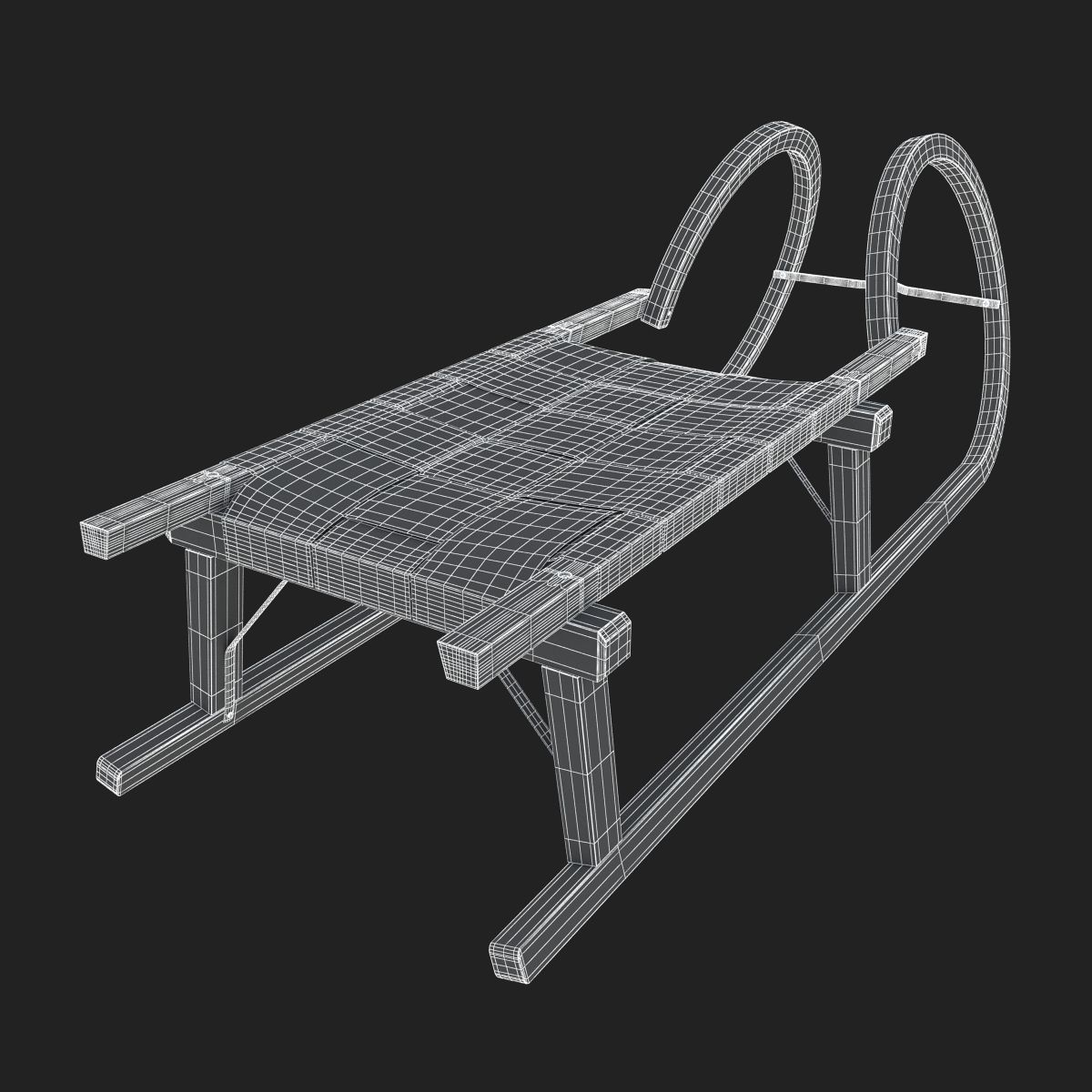 Wooden Sledge 3D model_14