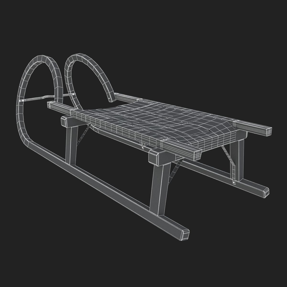 Wooden Sledge 3D model_23