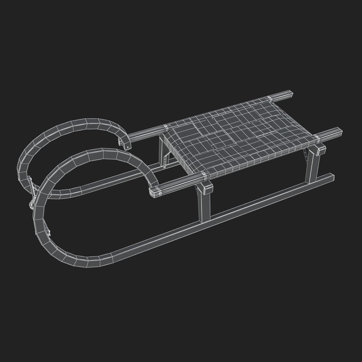 Wooden Sledge 3D model_9