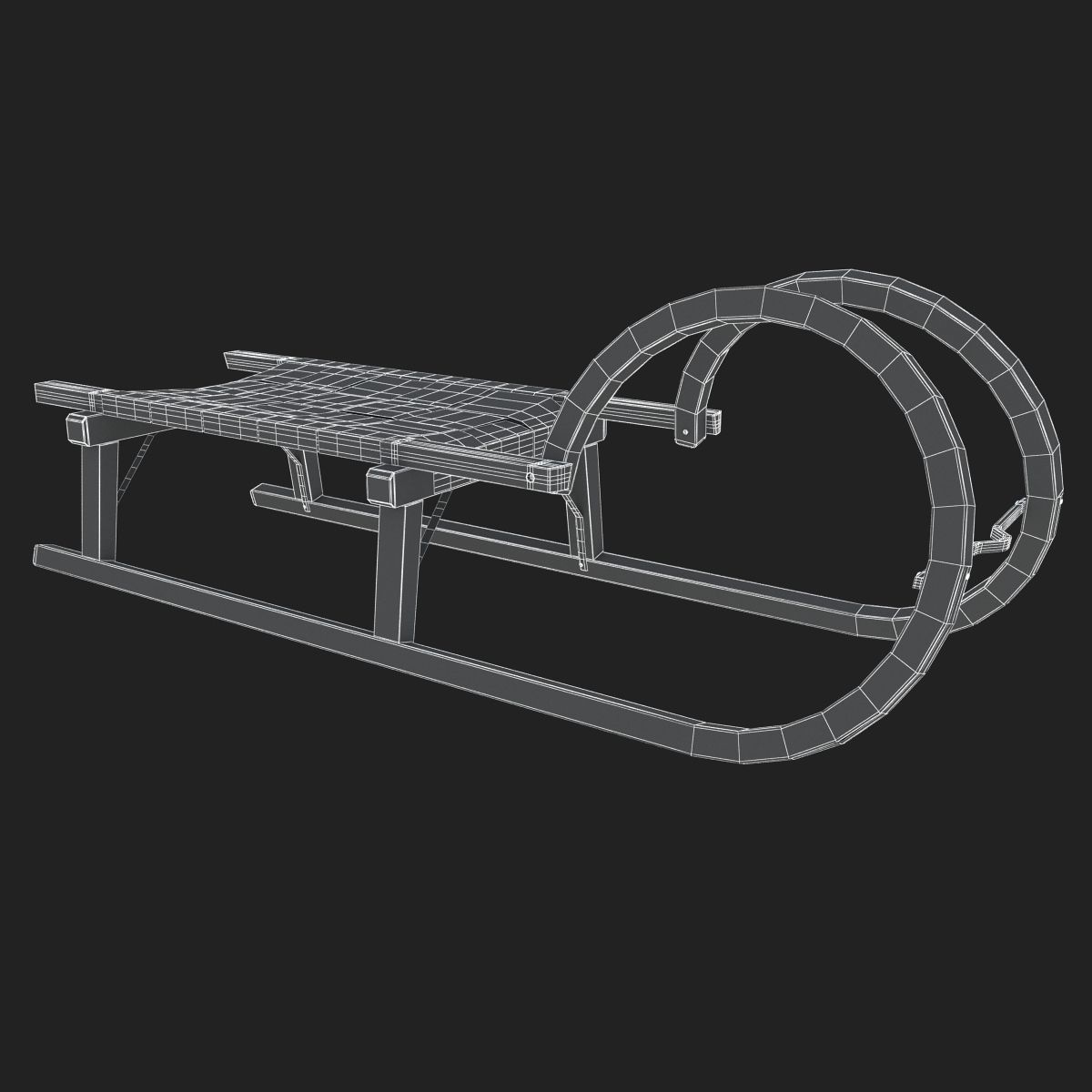 Wooden Sledge 3D model_17