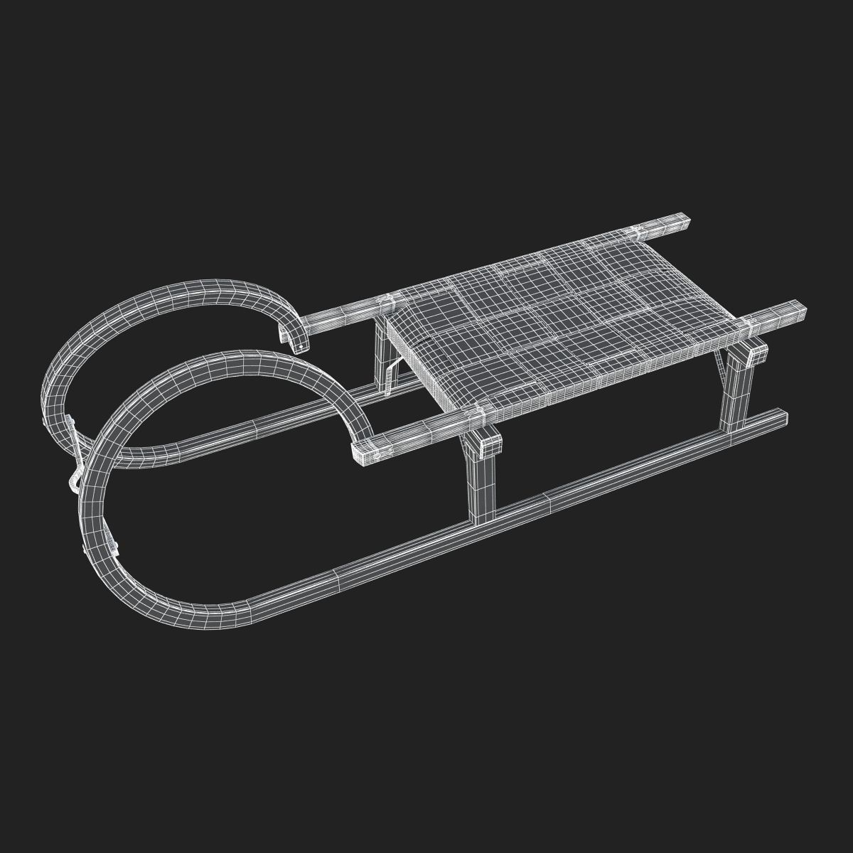 Wooden Sledge 3D model_10
