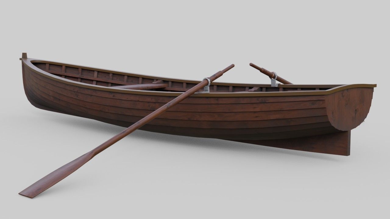 Rowboat 1D Low-poly 3D model_3
