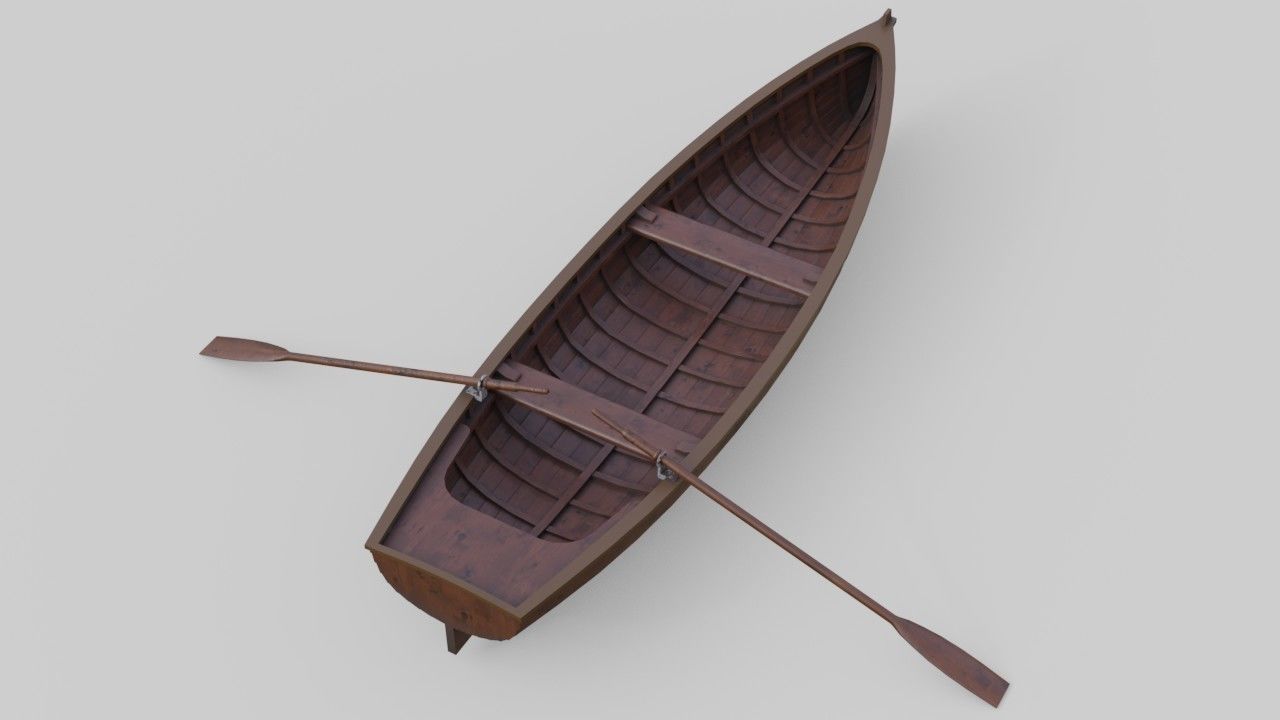 Rowboat 1D Low-poly 3D model_2
