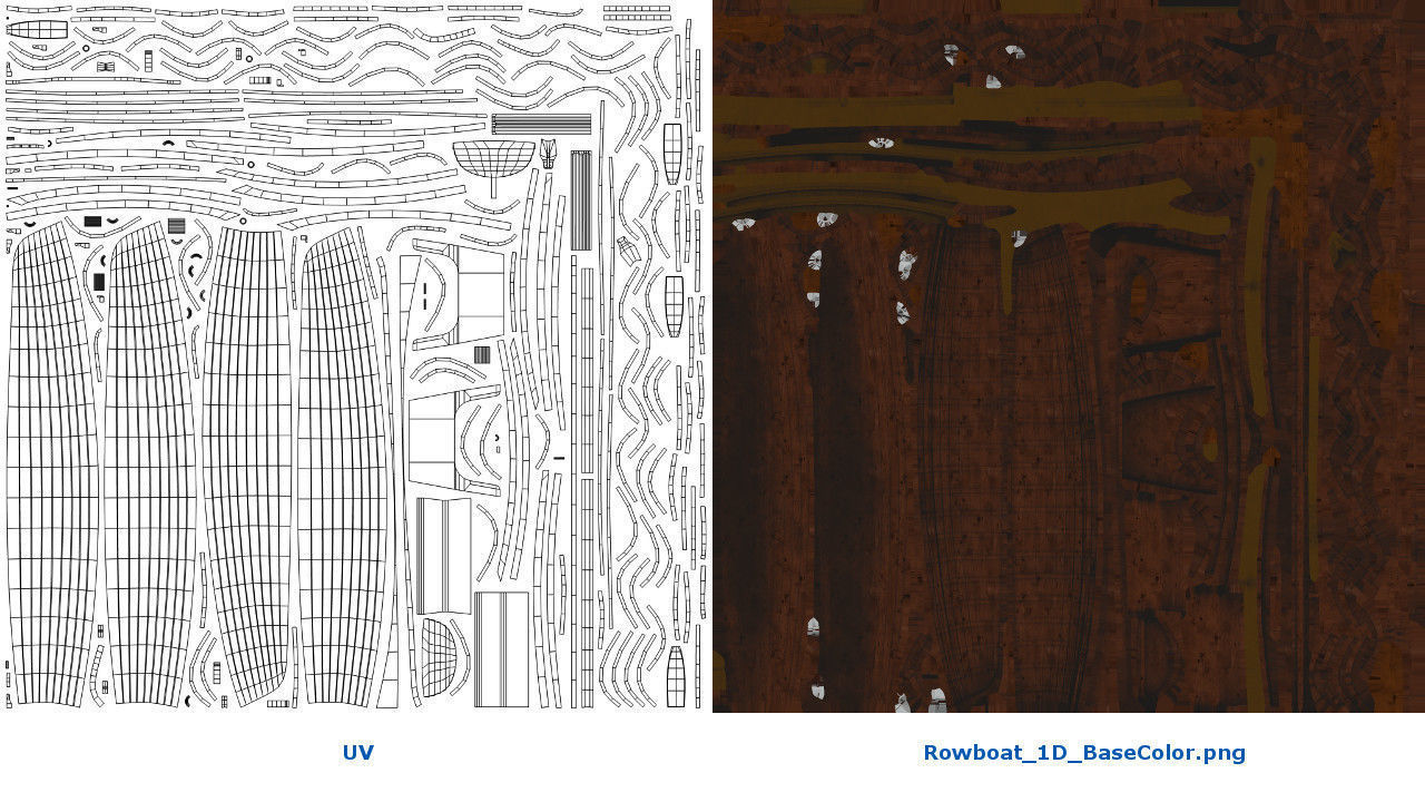 Rowboat 1D Low-poly 3D model_7