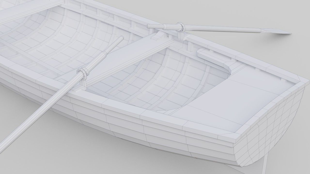 Rowboat 1D Low-poly 3D model_6