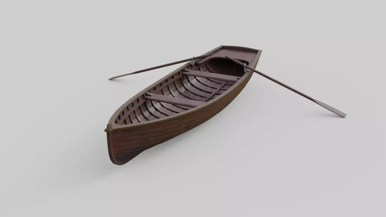 Rowboat 1D Low-poly 3D model_0