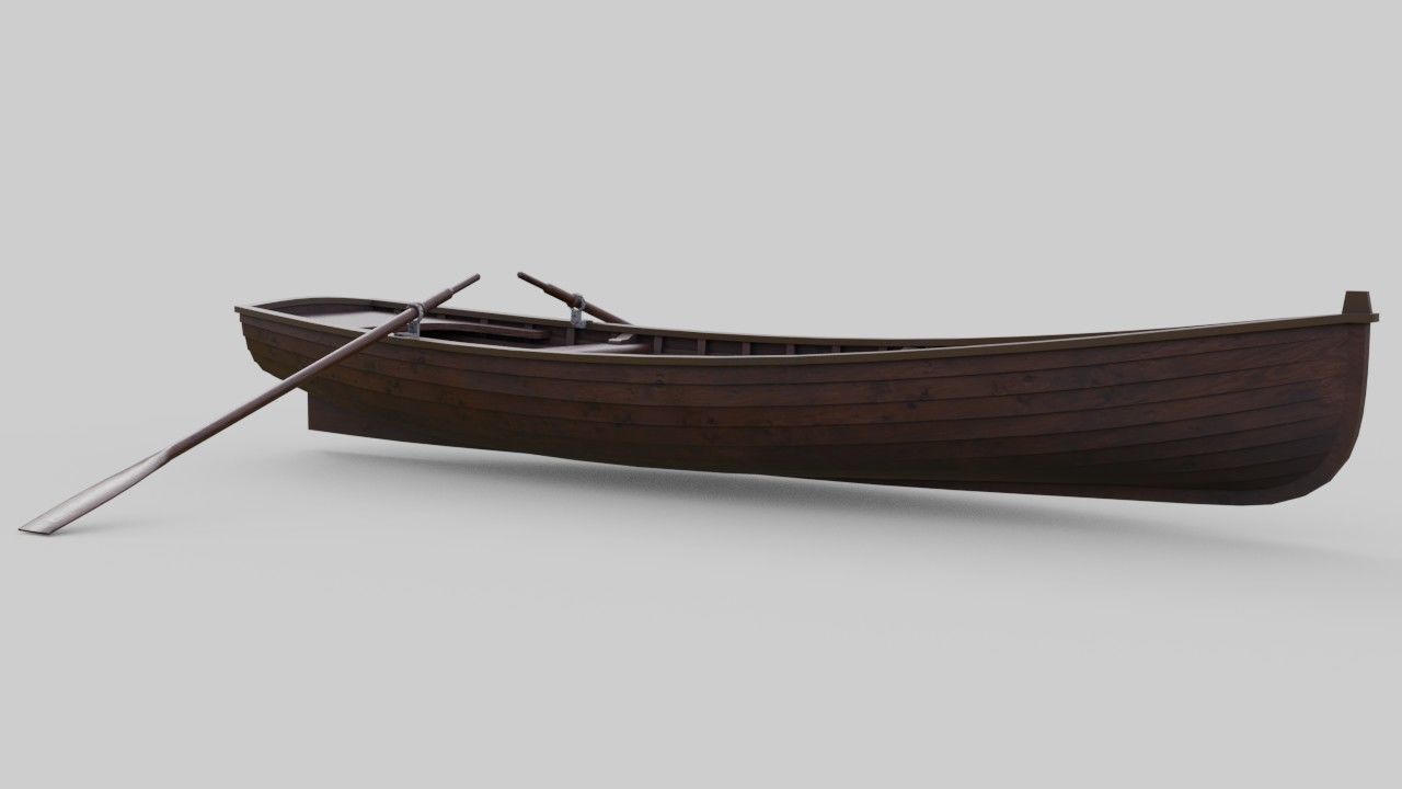 Rowboat 1D Low-poly 3D model_1
