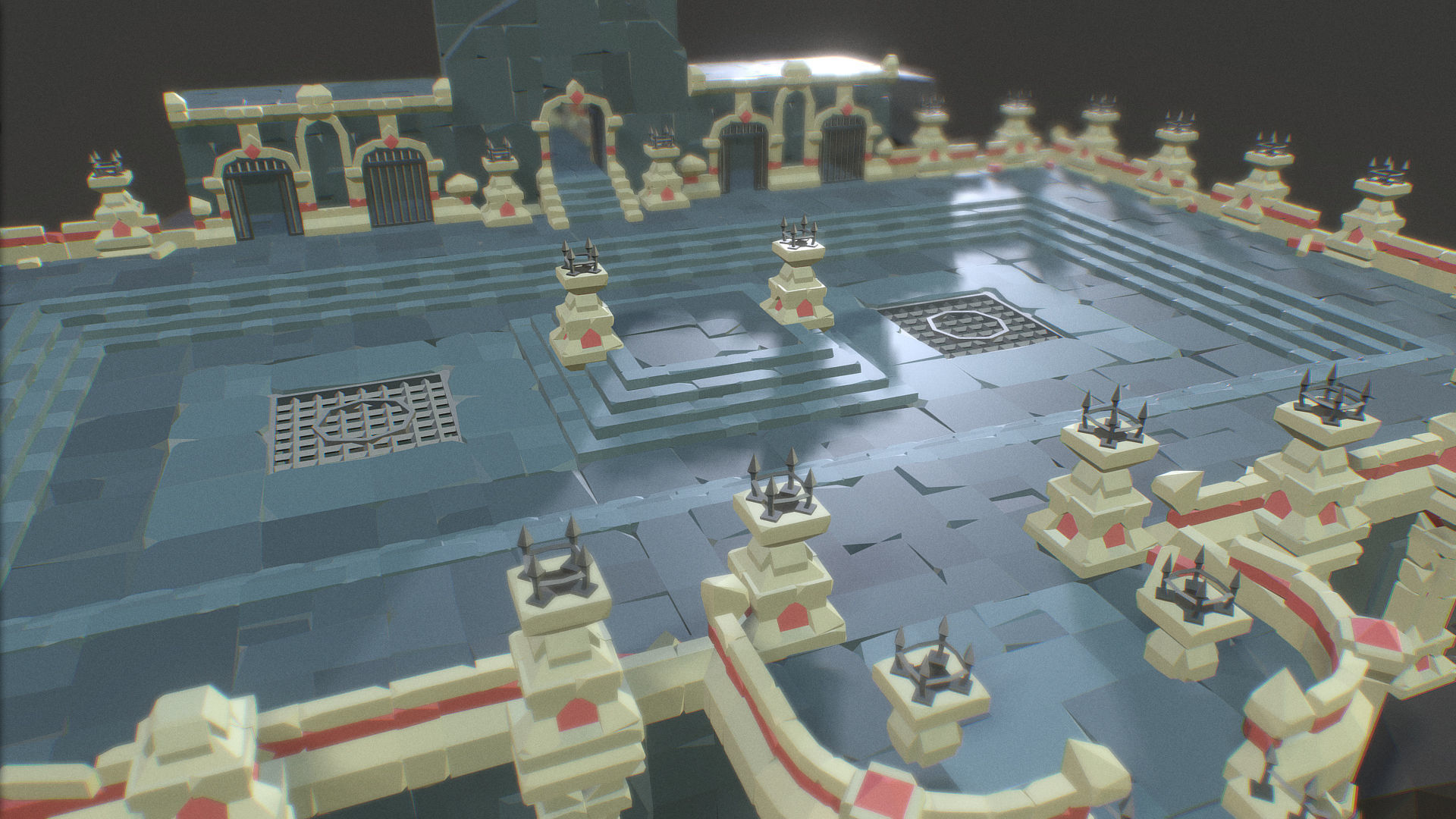 Ancient Palace Set - Faceted Style Low-poly 3D model_17