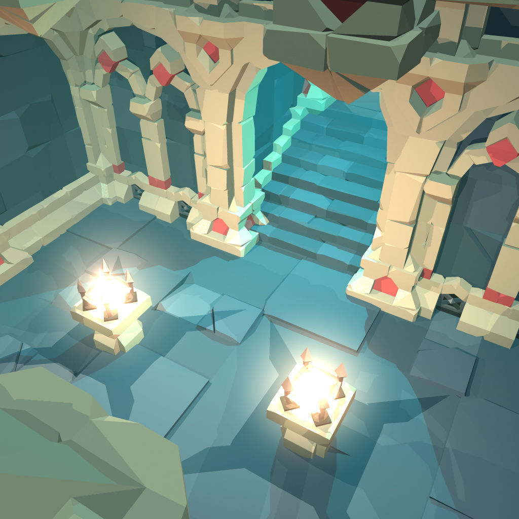 Ancient Palace Set - Faceted Style Low-poly 3D model_1