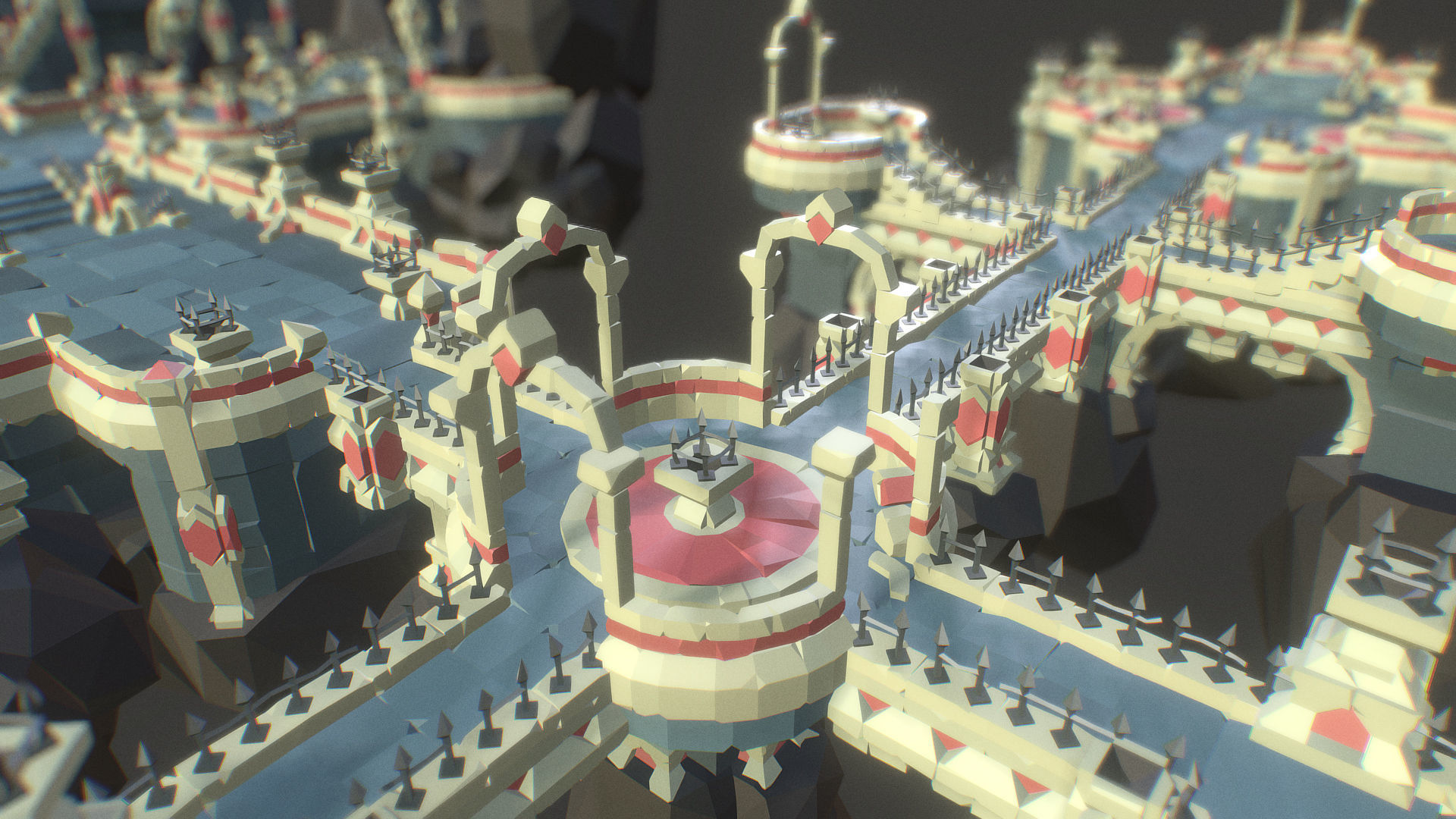 Ancient Palace Set - Faceted Style Low-poly 3D model_14