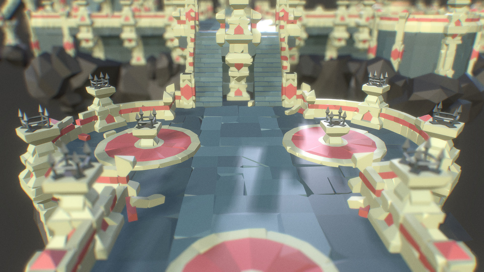 Ancient Palace Set - Faceted Style Low-poly 3D model_13