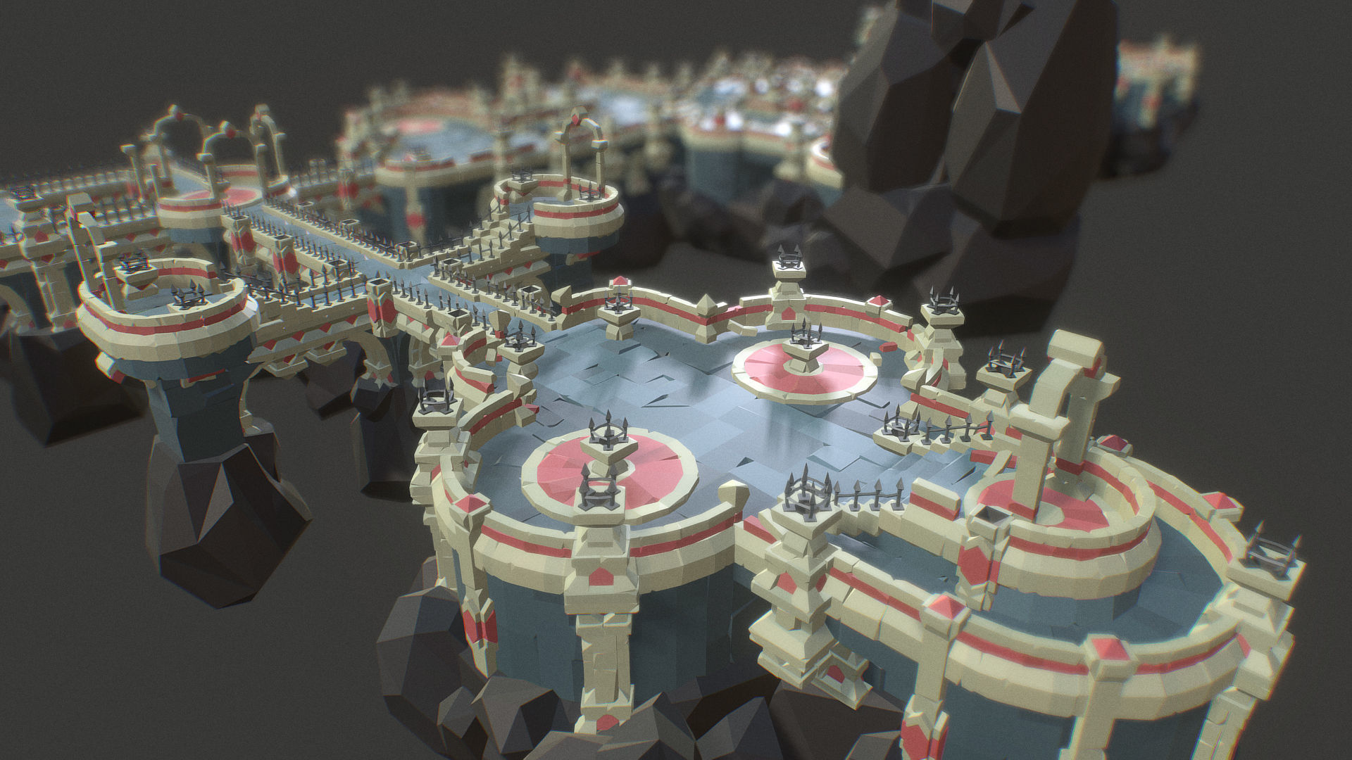Ancient Palace Set - Faceted Style Low-poly 3D model_12