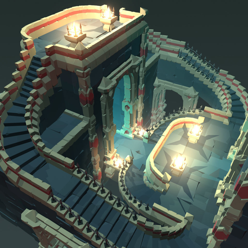 Ancient Palace Set - Faceted Style Low-poly 3D model_2