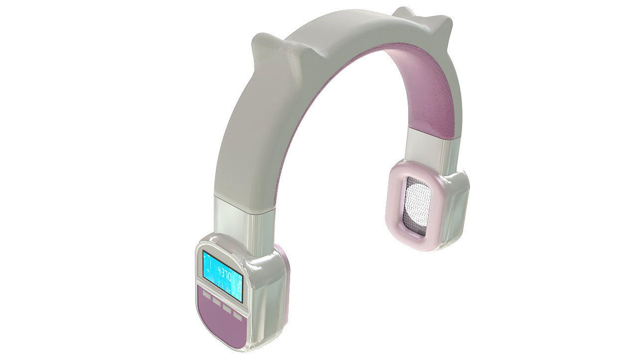 Pink vintage wireless headphones 3D model_8