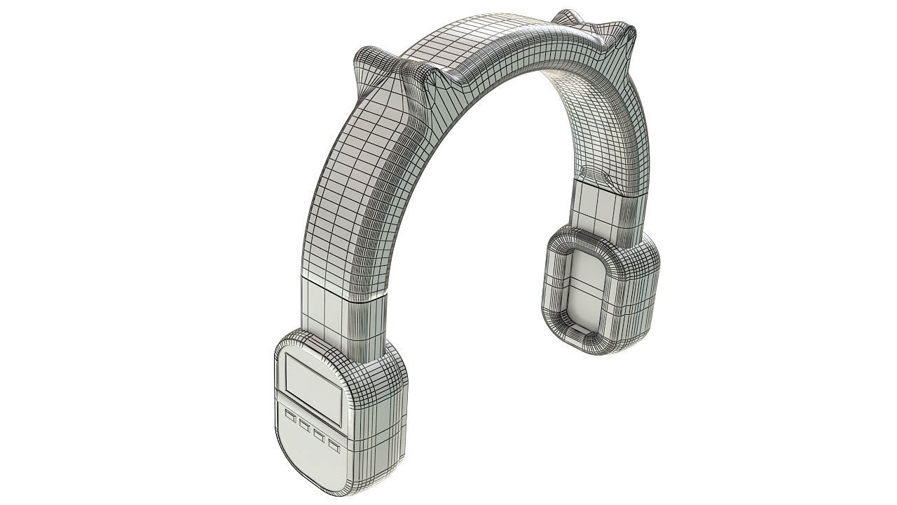 Pink vintage wireless headphones 3D model_15