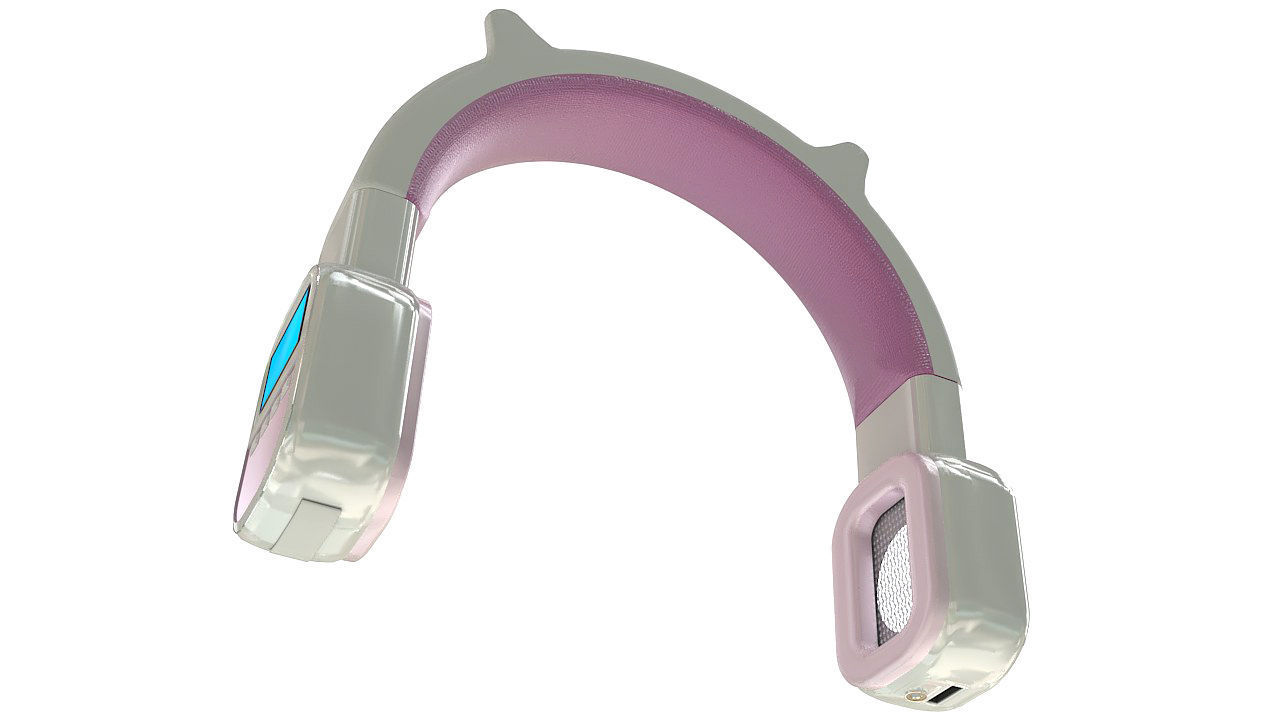 Pink vintage wireless headphones 3D model_4