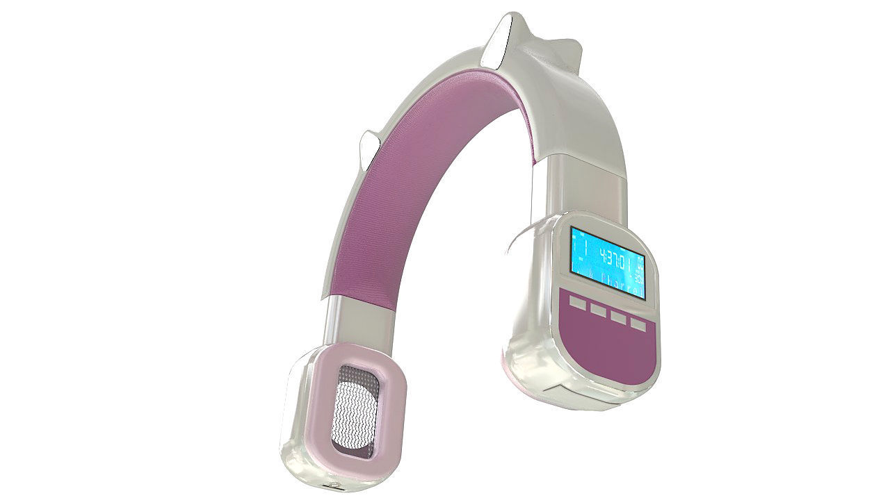 Pink vintage wireless headphones 3D model_5