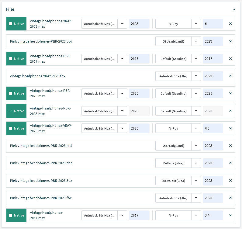 Pink vintage wireless headphones 3D model_21