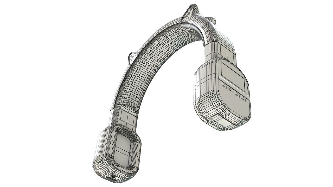 Pink vintage wireless headphones 3D model_10