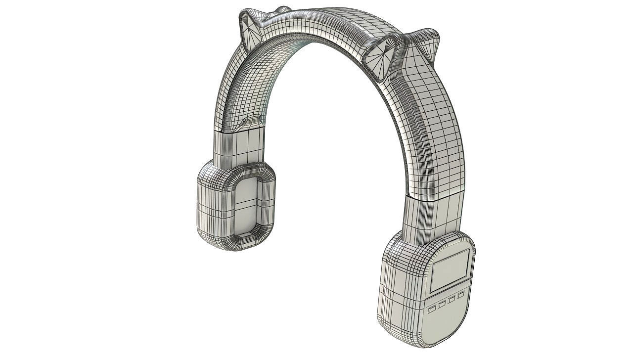 Pink vintage wireless headphones 3D model_9