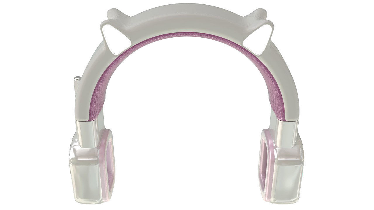 Pink vintage wireless headphones 3D model_6