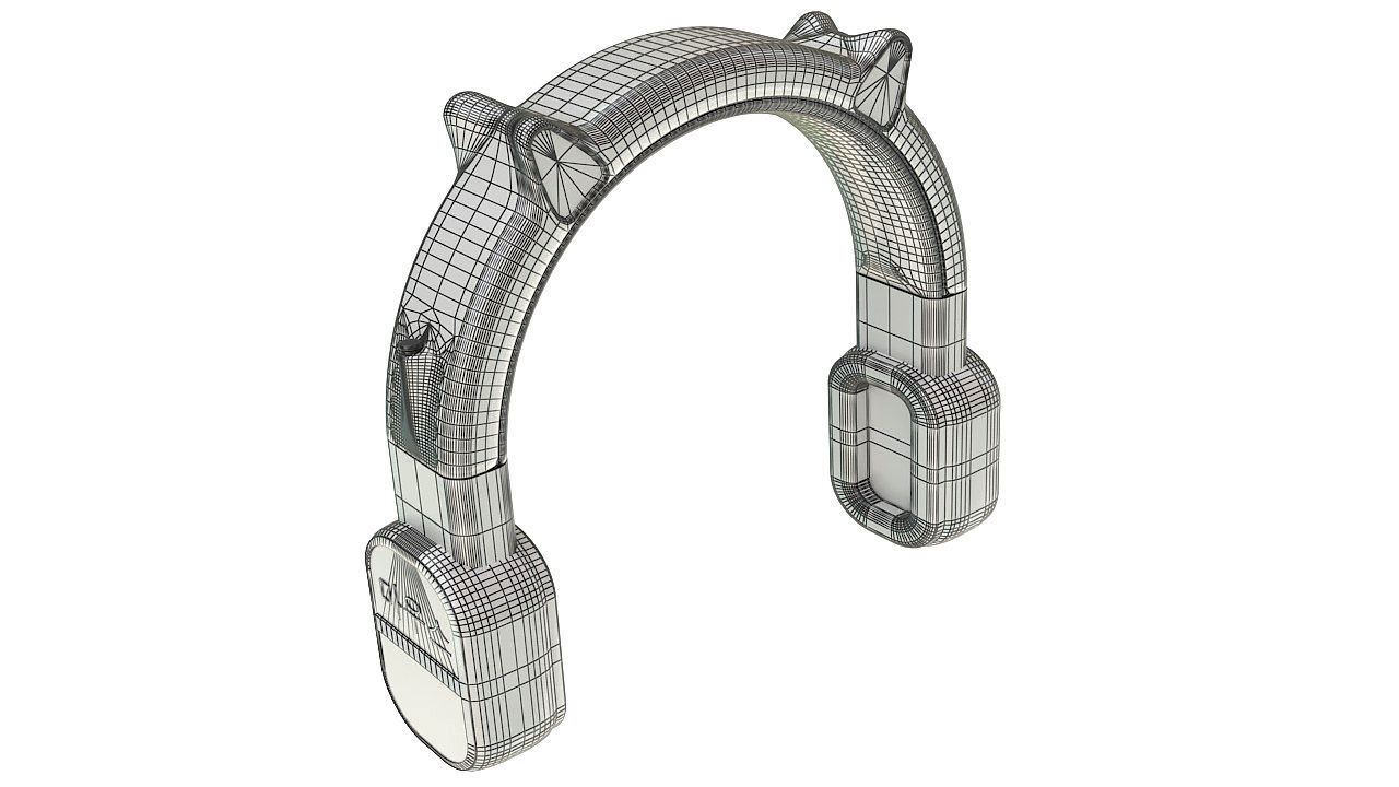 Pink vintage wireless headphones 3D model_12