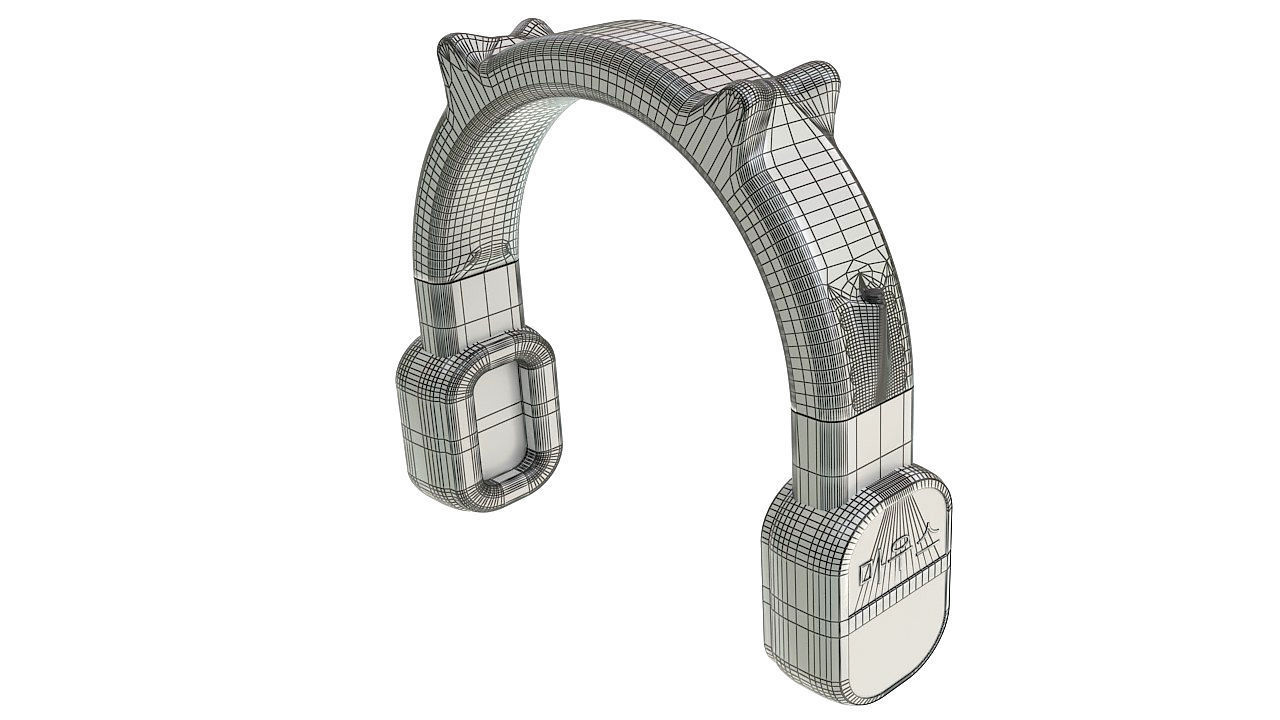 Pink vintage wireless headphones 3D model_13