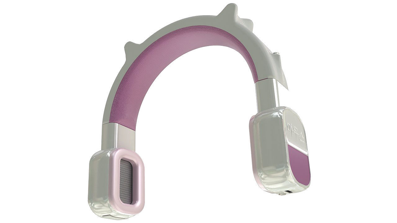 Pink vintage wireless headphones 3D model_3