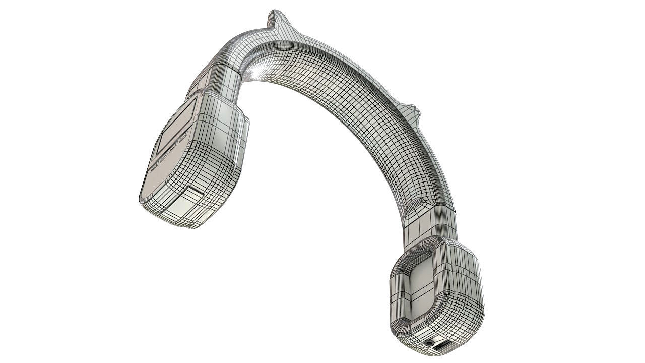 Pink vintage wireless headphones 3D model_11