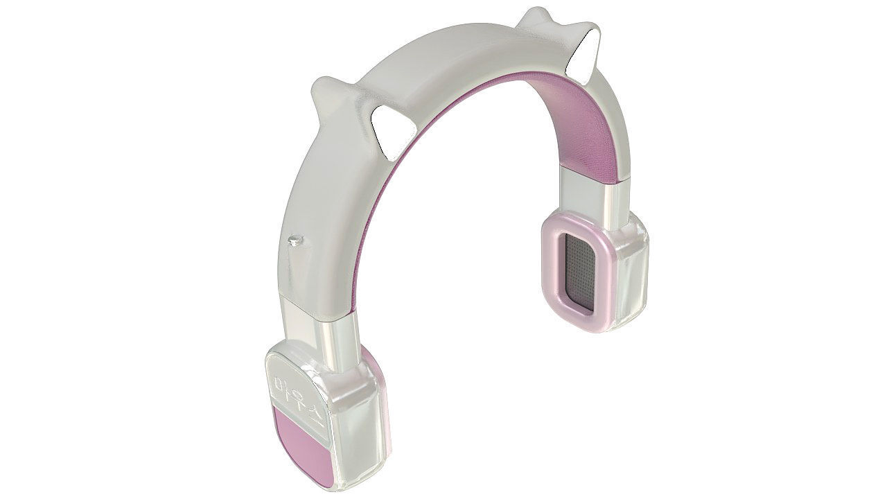 Pink vintage wireless headphones 3D model_7