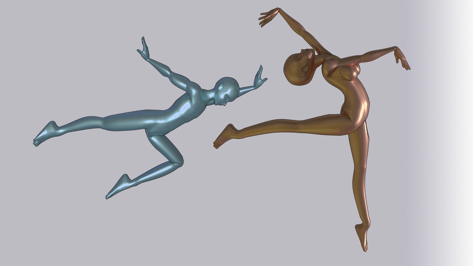 anime male and female base mesh 3D model_9