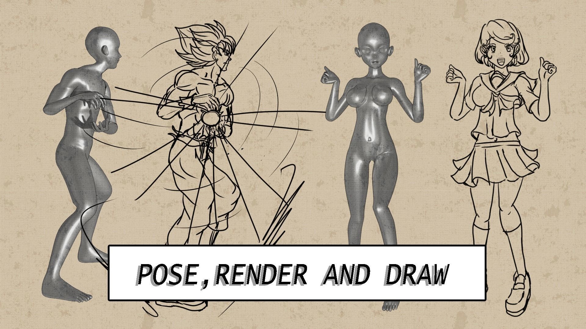 anime male and female base mesh 3D model_2