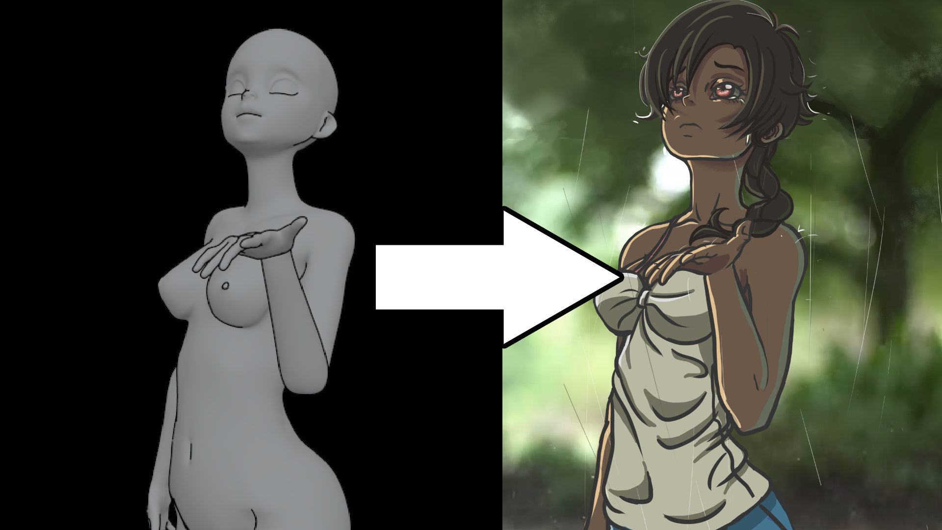 anime male and female base mesh 3D model_3