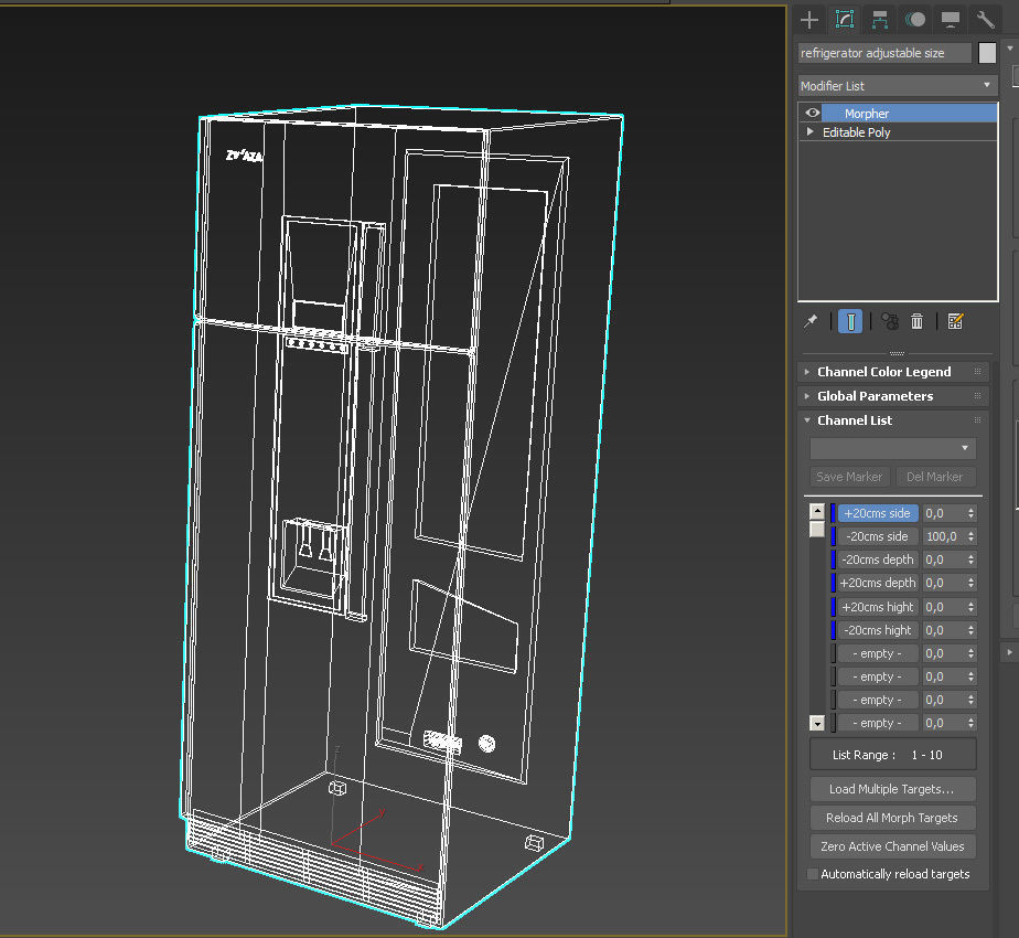 Brandless black refrigerator freezer 3D model_19