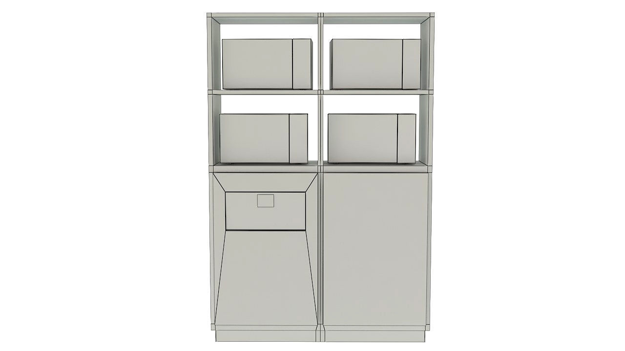 Microwave oven stand furniture 3D model_9