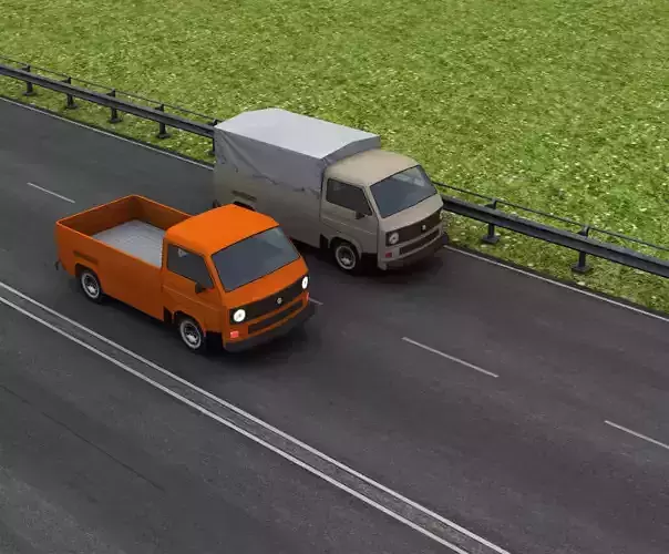 Old Pickup with interior Low-poly 3D model