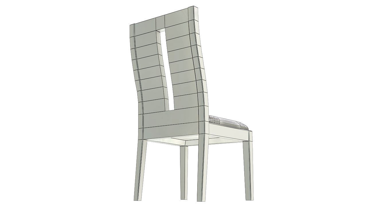 Padded wooden dining chair 3D model_13