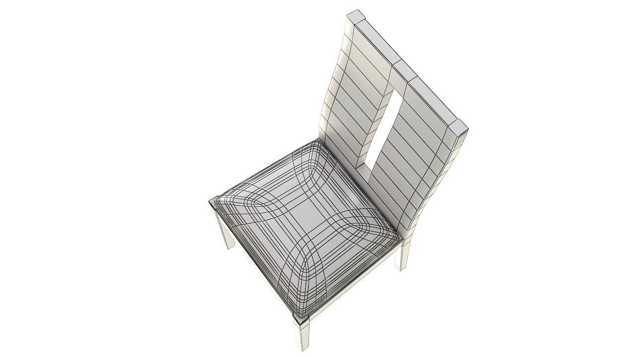 Padded wooden dining chair 3D model_11