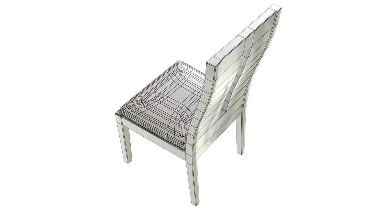 Padded wooden dining chair 3D model_10