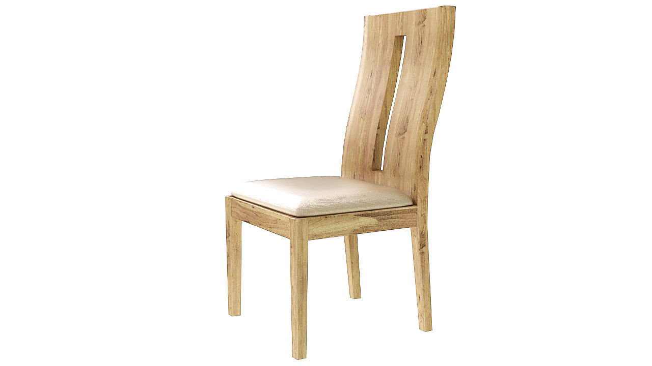 Padded wooden dining chair 3D model_4