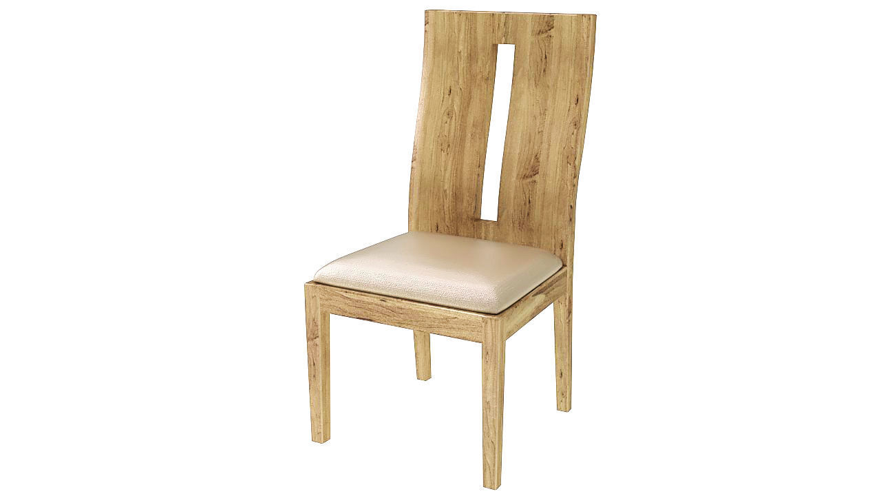 Padded wooden dining chair 3D model_3