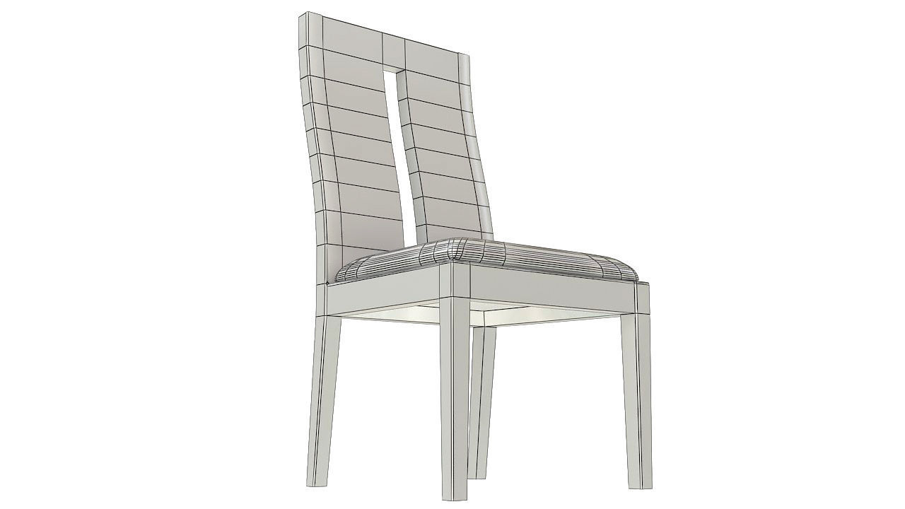 Padded wooden dining chair 3D model_12