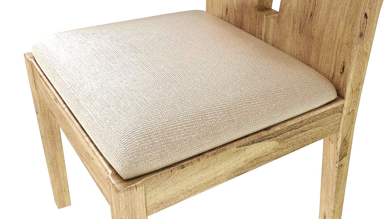Padded wooden dining chair 3D model_8