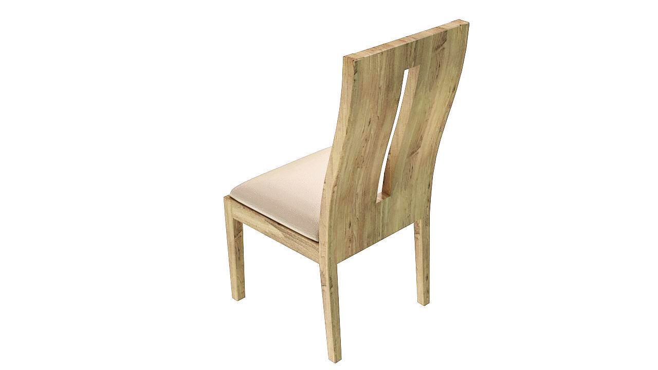 Padded wooden dining chair 3D model_6