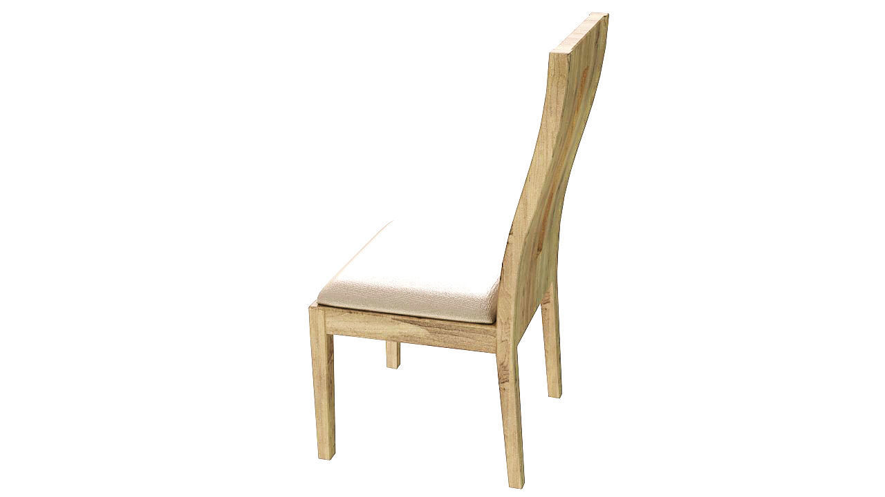 Padded wooden dining chair 3D model_5