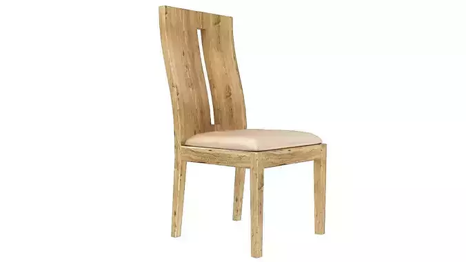 Padded wooden dining chair 3D model