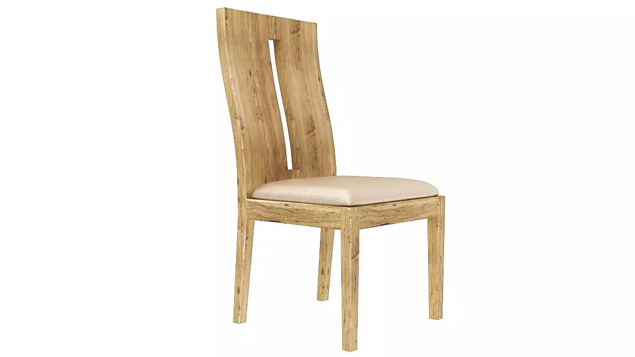 Padded wooden dining chair 3D model_0