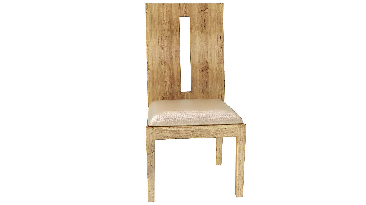 Padded wooden dining chair 3D model_2