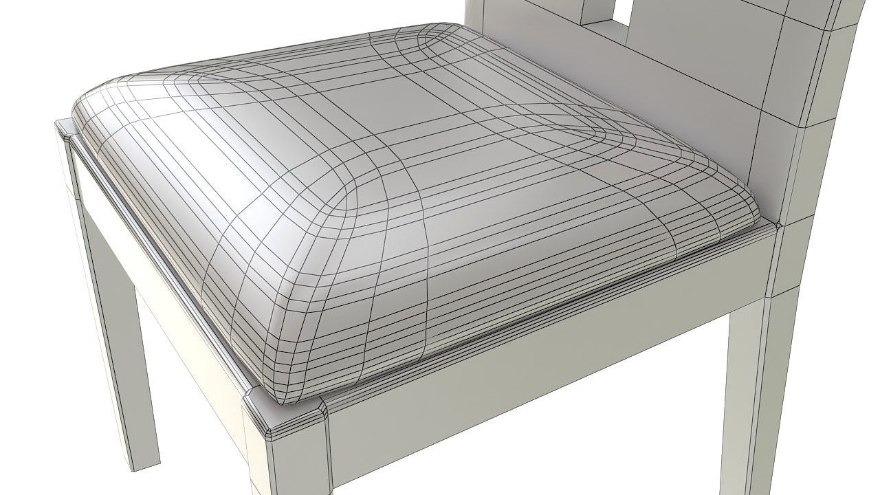 Padded wooden dining chair 3D model_14