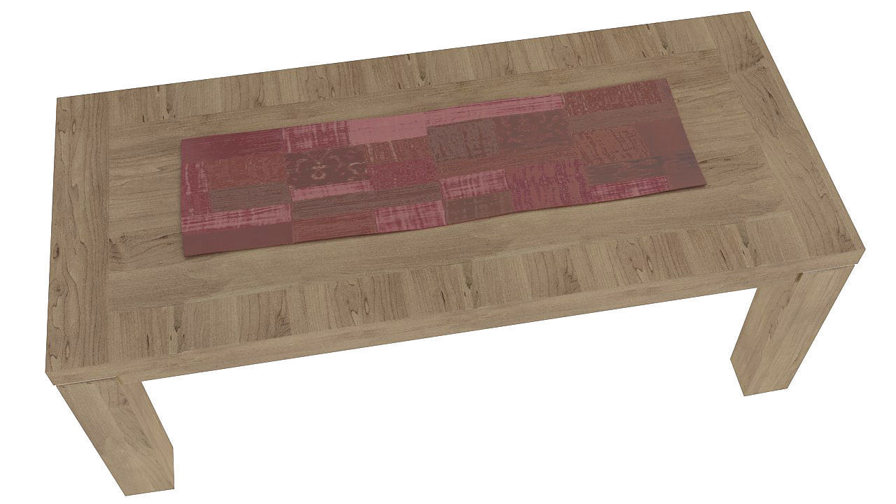 Six seater wooden dining table 3D model_3